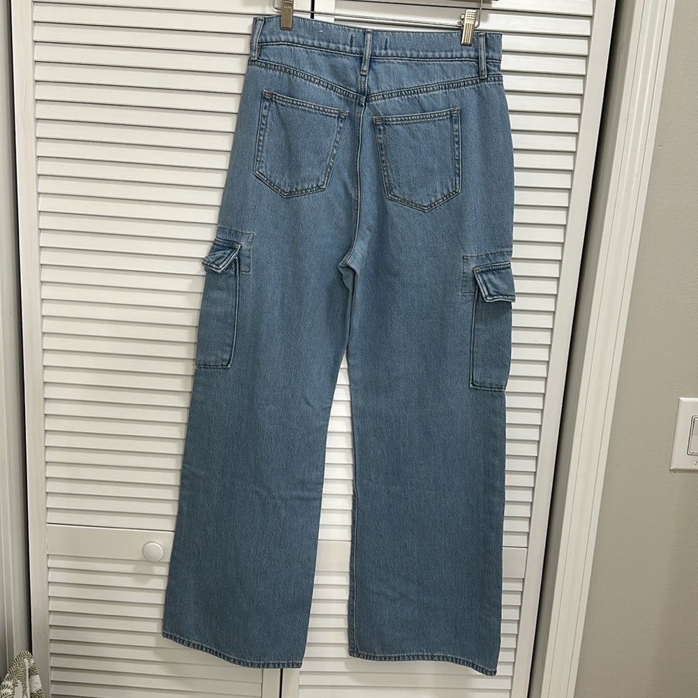 LOFT Light Blue Denim wide leg cargo Jeans - Picture 6 of 6